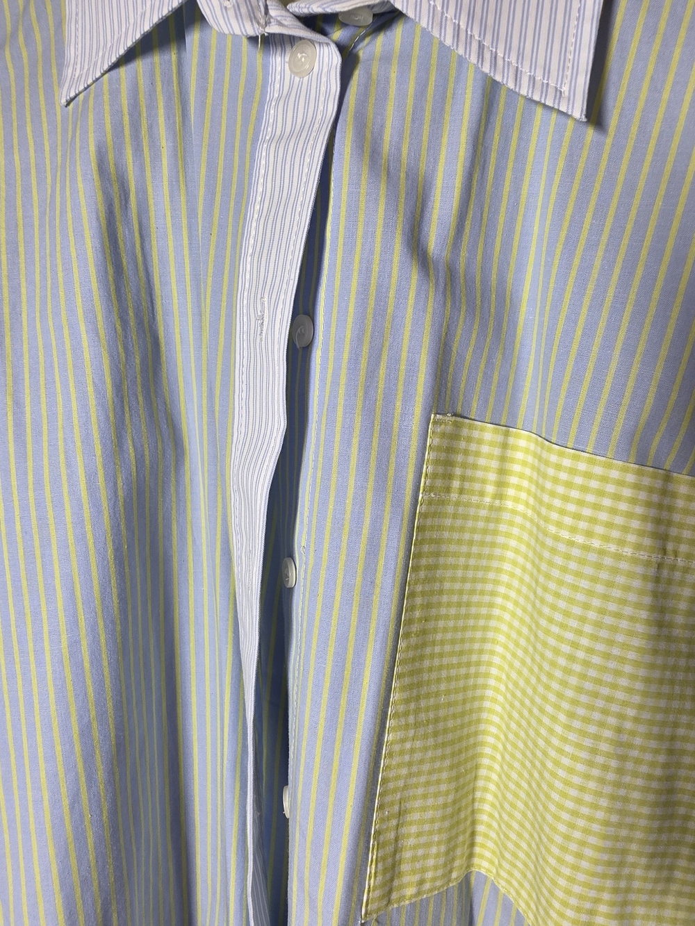 Zara Striped Poplin Shirt Light Blue & Yellow - Picture 7 of 9
